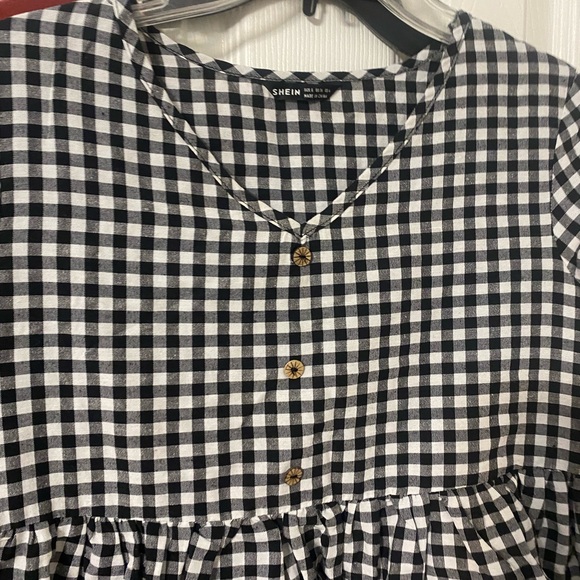 Long sleeve cropped plaid shirt - Picture 2 of 2